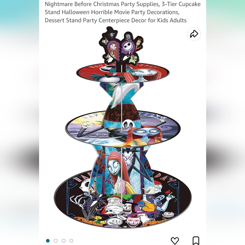 New! Nightmare before Christmas 3 tier cupcake stand